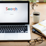 an infographic depicting search engine optimization concepts, featuring keywords, analytics, and website ranking elements.