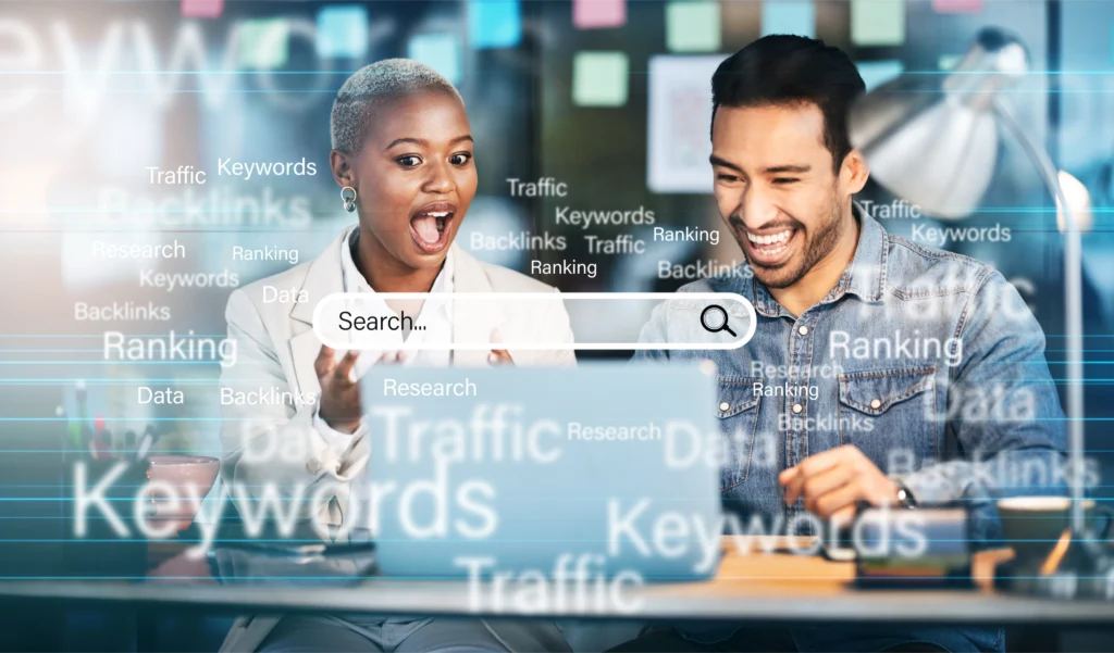 Infographic on using keyword research and long tail keywords to enhance website visibility and SEO performance