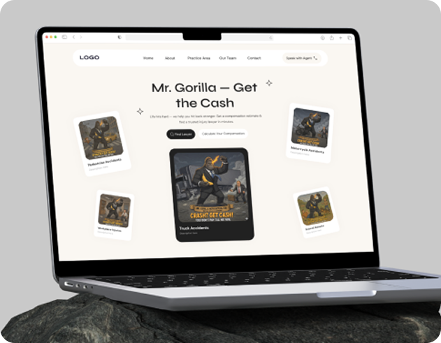 Cartoon gorilla holding cash with a playful expression, promoting a money-related theme.