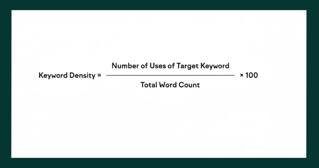 Formula showing how to calculate keyword density