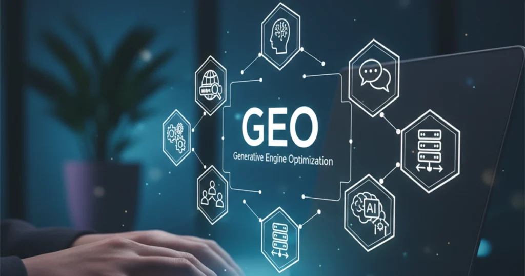 Generative Engine Optimization concept showing AI-driven content visibility