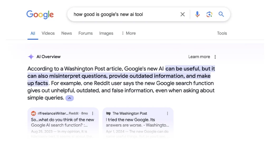 Featured snippet showing a numbered list of writing steps.